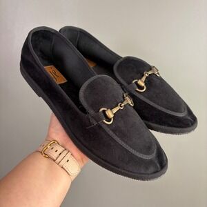 Ovye Cristina Lucchi Velvet Horse Bit Loafers W 38 US 6.5 Smoking Slippers Luxe